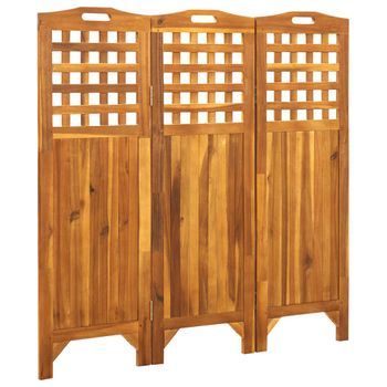 Biombo De 3 Paneles Madera Maciza De Acacia 121x2x120 Cm Vidaxl