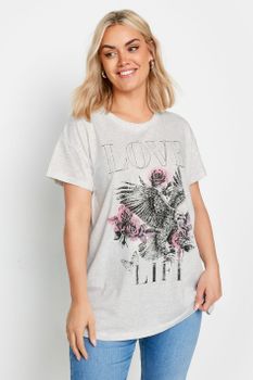 Yours Camiseta Gris Águila Con Tachas, Mujer Curvy Y Tallas Grandes, Yours