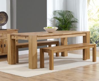 Madrid 200cm Solid Oak Dining Table with Benches