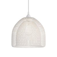 lampara de techo con pantalla metalica blanca enjaulada