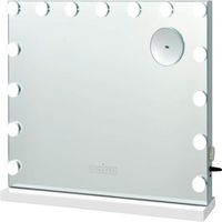 espejo de tocador de maquillaje con 2 parlantes 15 luces led 3 colores de luz espejo pequeno 10 aumentos cosmetico bluetooth blanco