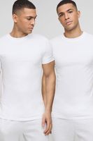 pack de 2 camisetas basicas ajustadas al musculo con cuello de caja blanco