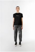 camiseta bimaterial con logo de purpurina black