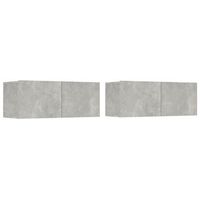 muebles de tv 2 uds madera ingenieria gris hormigon 80x30x30 cm vidaxl
