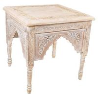 mesa de centro de madera artesanal blanca 45x45x45h cm