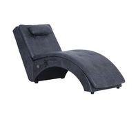 vidaxl divan de masaje con almohada de piel de ante artificial gris