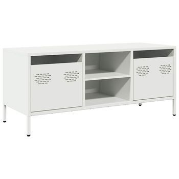 Mueble Para Tv Acero Laminado En Frío Blanco 101,5x39x43,5 Cm