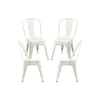 pack 4 sillas torix vintage de acero reforzado 863648 cm - blanco vintage
