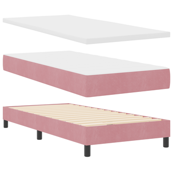 Cama Individual | Cama Box Spring Con Colchón Terciopelo Rosa 100x200 Cm Cfw70427