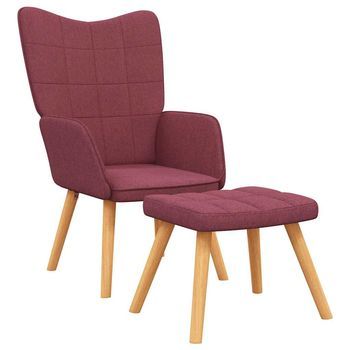 Sillón De Relax | Sillón De Salón | Silla Relax Con Reposapiés Tela Rojo Tinto