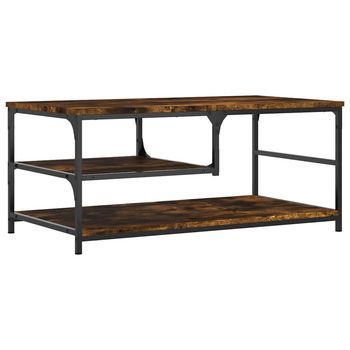 Mesa De Centro Madera De Ingeniería Roble Ahumado 90x49x40 Cm Vidaxl
