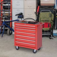carro de herramientas con 7 cajones de acero durhand 69x33x75 cm-rojo