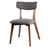 silla de comedor con estructura de nogal y asiento gris oscuro
