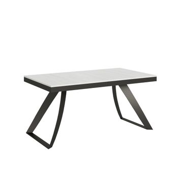 Mesa extensible 90x160/264 cm efecto madera fresno blanco, hierro