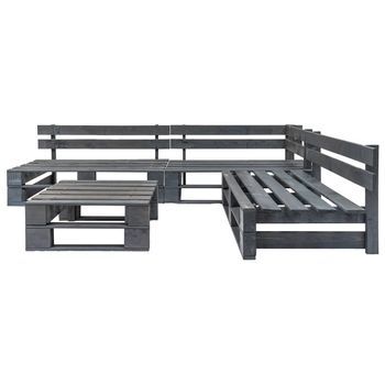 Conjunto Deconjunto Muebles Jardin De Palets Para Jardín 4 Uds | Mesa Y Sillas Madera Gris