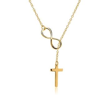 plata 925 chapado en oro cruz infinito y cadena