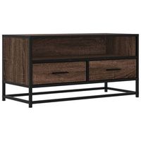 mueble tv  mueble de salon  gabinete de tv metal y madera ingenieria marron roble 80x345x40 cm