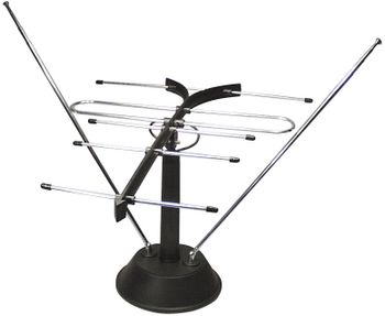 Transmedia FZ10L - Antena de televisión para interior (47-860 MHz, VHF-UHF, 75 Ohm, cable de 1 m)