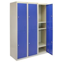 3 taquillas para ensamblar con 2 puertas azules de acero para escuela y gimnasio