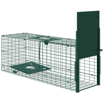 Outsunny Jaula atrapa animales perjudiciales 1 entrada 80x25x30 cm Verde Oscuro   Aosom España