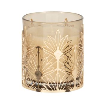 Vela perfumada beige y metal dorado
