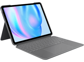 Funda con teclado - Logitech Combo Touch iPad Air 13'', Retroiluminación, Smart Connector, Teclado extraíble, Accesos directos, 4 modos, Gris