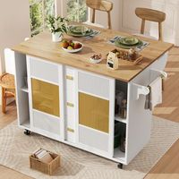 isla de cocina - blanca - extensible - ruedas - 14685x70x90 cm
