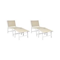 conjunto de 2 sillas de jardin modernas para exteriores asiento de textileno estructura de metal con reposapies beige marceddi