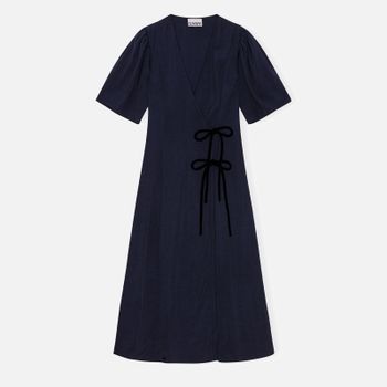 Ganni Wrap Twill Midi Dress - 36