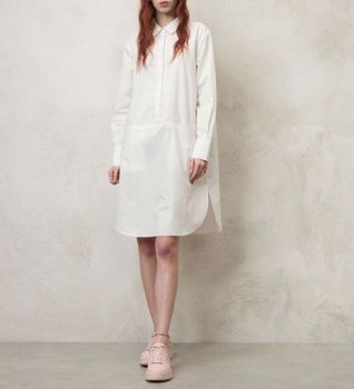 Blauer para mujer. 24SBLDV01298 Vestido dos Bolsillos blanco (XS), Casual, Algodón, Manga larga