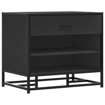 Zapatero Madera De Ingeniería Y Metal Negro 60x40x53,5 Cm Vidaxl