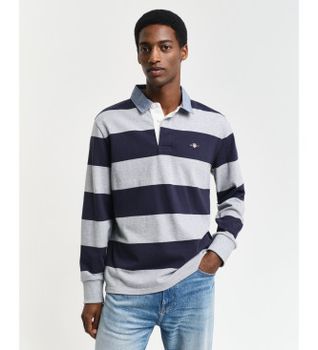 Gant para hombre. 2004083 Polo Heavy De Cambray A Rayas Polo gris (L), Casual, Algodón, Manga larga