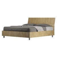 cama renoma de madera con cabecero inclinado-color marron claro-ropa de cama 160x200 cm-version caja de almacenamiento