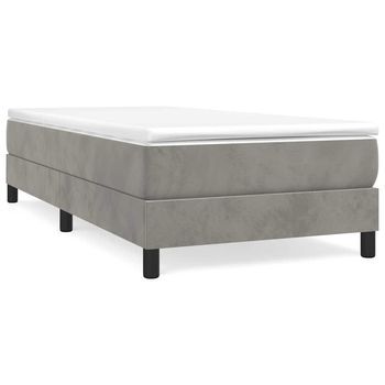 Estructura De Cama Individual Para Adultos Con Somier - Terciopelo Gris Claro 90x200 Cm