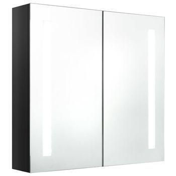 Armario De Baño Con Espejo Led Negro Brillante 62x14x60 Cm Vidaxl