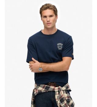 Superdry para hombre. M1012283A Camiseta Athletic Club marino (XL), Casual, Algodón, Manga corta