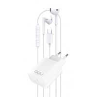 auriculares dcu tecnologic con cable usb-c con microfono y cargador power delivery 20w