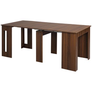 HOMCOM Mesa de Comedor Plegable Extensible Mesa de Comedor Móvil Diseño Moderno 180cm x 85cm x 75cm Marrón   Aosom España