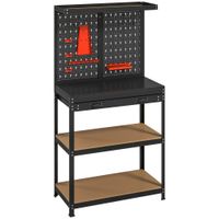 homcom banco de trabajo con panel portaherramientas 2 estantes y cajon r 80 x 405 x 155 cm negro