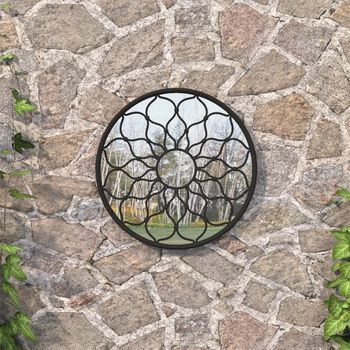 Espejo Decorativo | Espejo De Jardín Redondo Hierro Negro Uso Exterior 60x3 Cm Cfw277048
