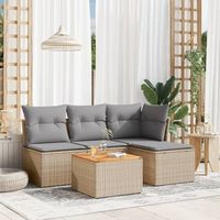 conjunto de sofas jardin con cojines 5 uds  mueble jardin mesa y sillas ratan sintetico beige cfw636438
