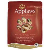 applaws cat food pouches saver pack 24 x 70g - tuna with pacific prawns