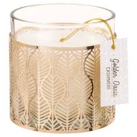 vela perfumada en tarro de vidrio y metal dorado 350g