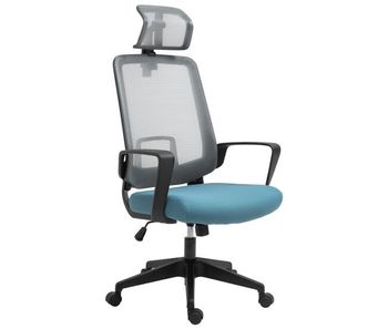Vinsetto silla de oficina ergonómica silla escritorio giratoria con altura ajustable soporte lumbar reposabrazos y reposacabezas regulable malla transpirable 63,5x63x116,5-125,5 cm azul y gris