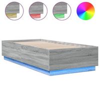 cama para adulto  cama individual  estructura cama con luces led madera gris sonoma 100x200 cm