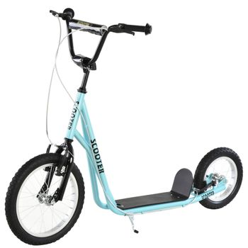 HOMCOM Scooter Patinete para Niños+5 Años 2 Neumáticos de Caucho Inflable con Doble Freno Manillar Ajustable en Altura Soporte 100 kg   Aosom España