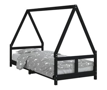Vidaxl estructura de cama para niños madera de pino negro 80x200 cm