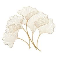 panel decorativo 3d de metal dorado con hojas 79x5x68 cm