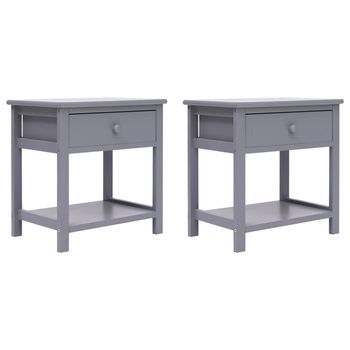 Mesitas De Noche 2 Unidades Madera De Paulownia Gris 40x29x42cm Vidaxl