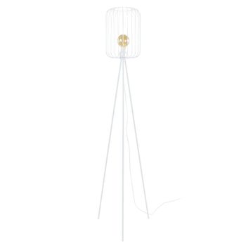 Lámpara de pie trípode metal blanco pantalla blanco